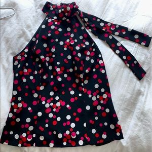 cute crepe sleeveless top! polka dots and fun!